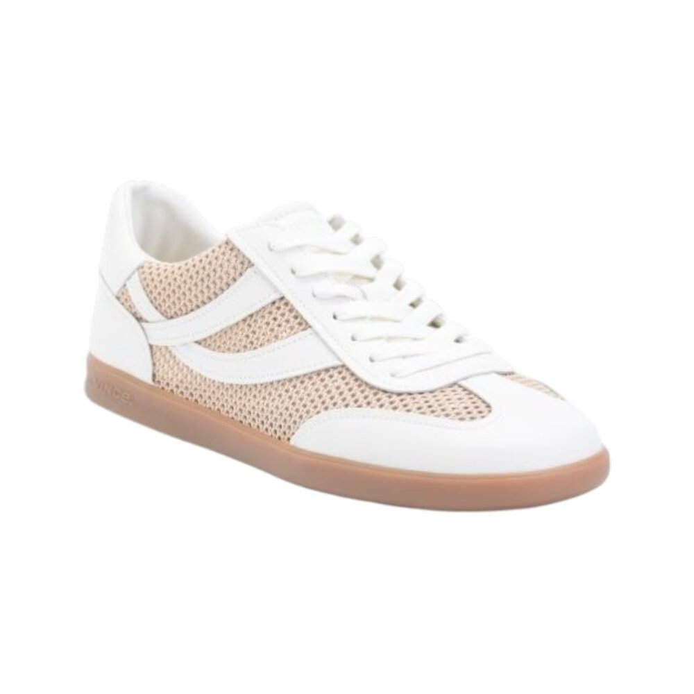 VINCE White Leather Oasis Mesh Sneakers